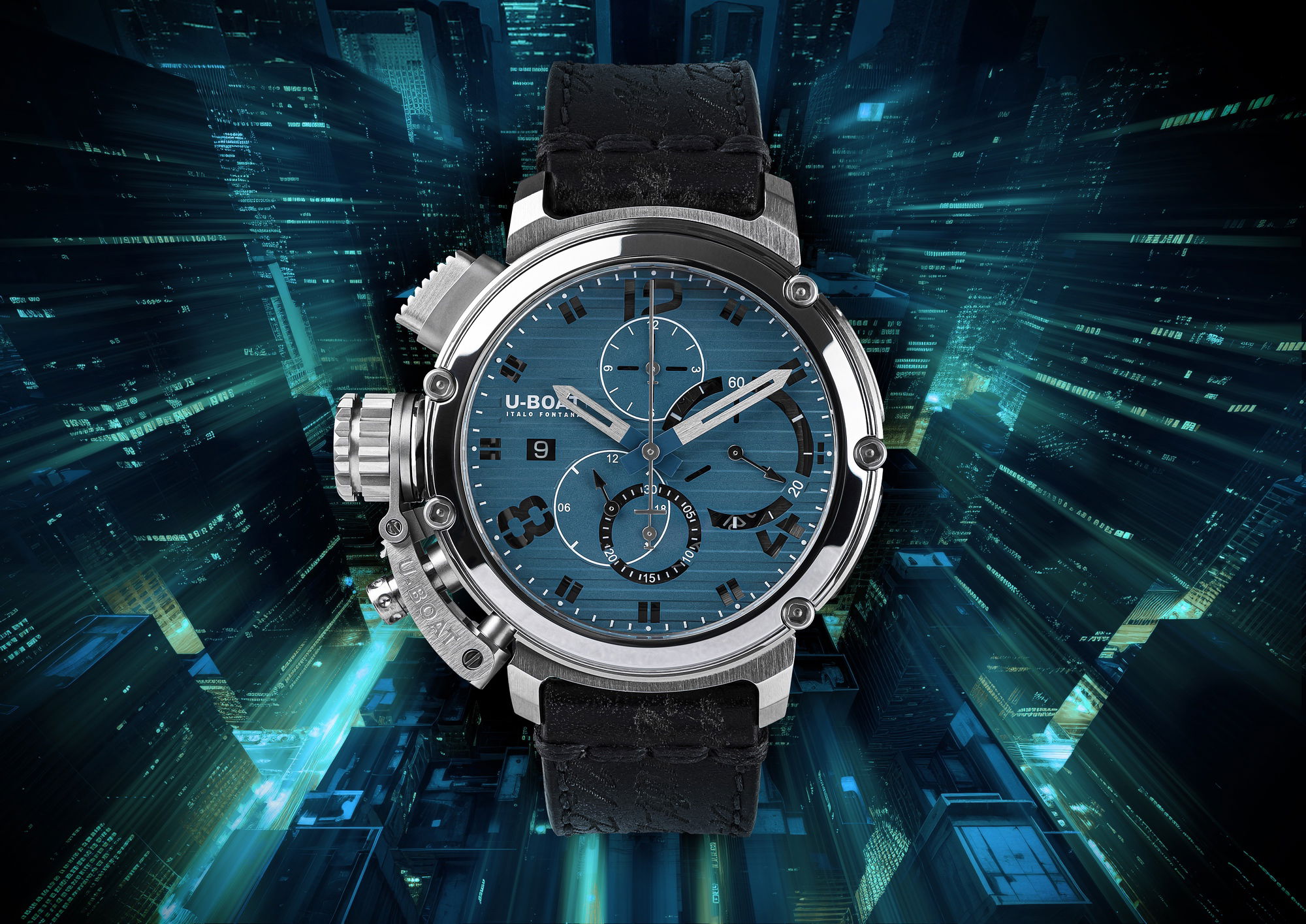 U-Boat Chimera 46 Chrono SS Blu - View 3